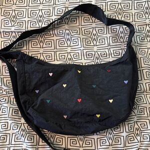 Baggu medium crescent Black Heart-Patterned Women's Bag